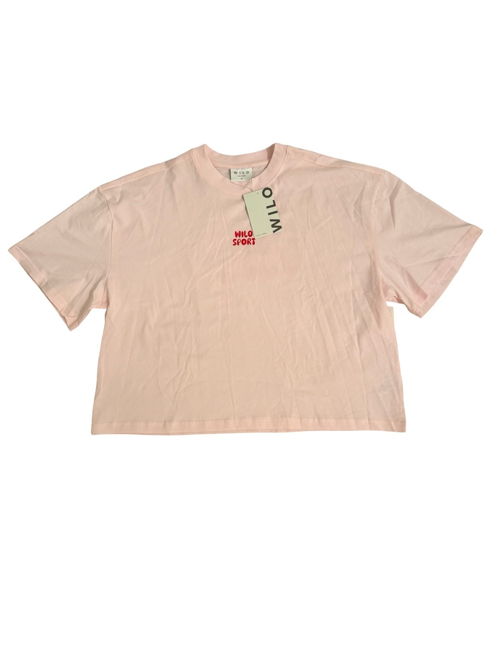 Wilo The Label Sport Oversized Graphic Tee & Biker Short Set Pink Red S NWT - Picture 4 of 8